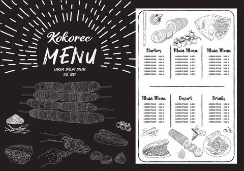 Kokorec hand drawn vector design. Illustrazione stock