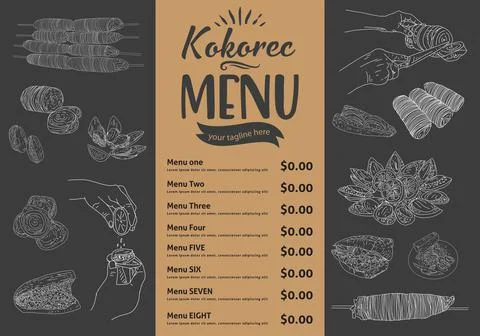 Kokorec hand drawn vector design. Stock Illustration