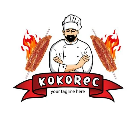 Kokorec vector logo design. Illustrazione stock