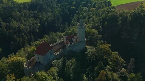 Kokořín Castle Surrounded by Forest Stock Footage 317749068
