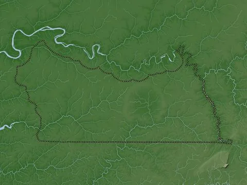 Kolda, Senegal. Elevation map colored in wiki style with lakes and rivers Stock Illustration