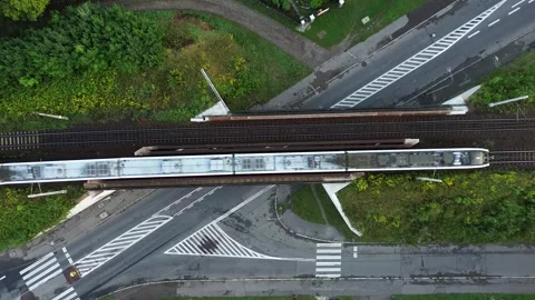 Koleje dolnoslaskie train on viaduct Stock Footage 281529853