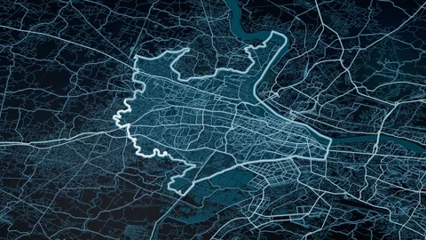 Kolkata India Glowing Digital Map Animation 4K Stock-Footage 337193614