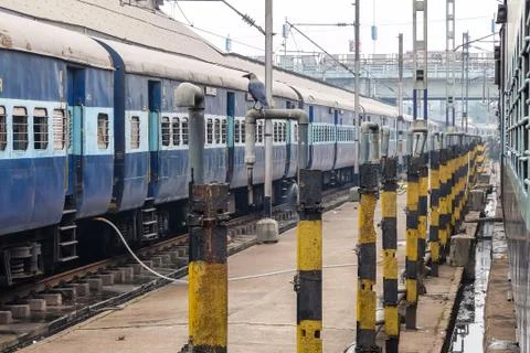 Kolkata, India. View of empty trains on Howrah railway Stock Photos