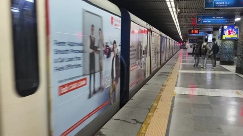 Kolkata Metro Train leaving from the Maidan Underground Station In India Stock Footage 333722053