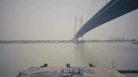 Kolkata second hugli setu bridge Stock-Footage 154010389