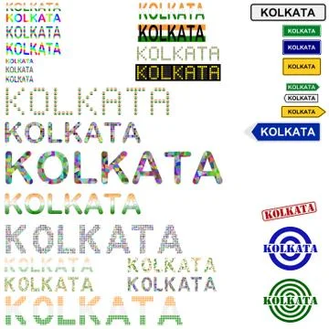 Kolkata text design set Ilustração Stock
