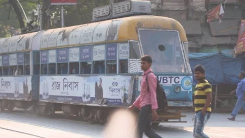 Kolkata Tram Slow motion Stock Footage 241670700
