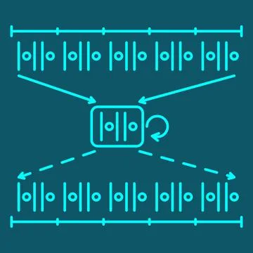 Kolmogorov complexity vector: long binary string, shortest rule, identical copy 库存插图