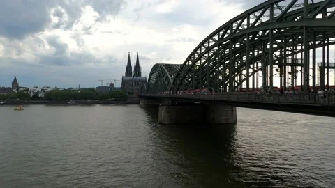 Koln or cologne cathedral and bridge timelapse. Famous landmark in germany Видео 158536242