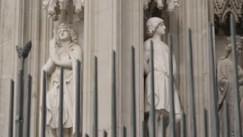 Koln statues outside the cathedral, fg01 Stock Footage 254182544
