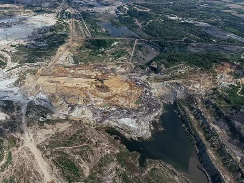 Kolubara pit on coal mining by the open way. Lazarevac, Serbia Stock Photos