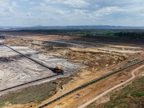 Kolubara pit on coal mining by the open way. Lazarevac, Serbia Stock Photos