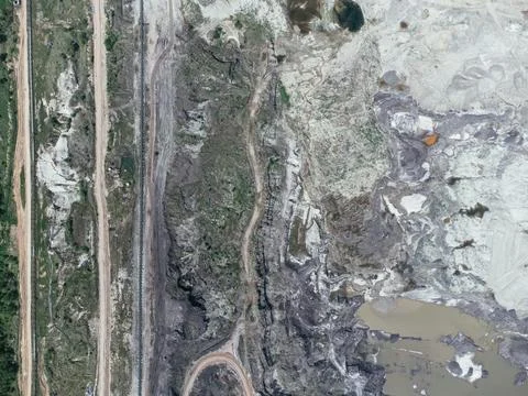 Kolubara pit on coal mining by the open way. Lazarevac, Serbia Stock Photos