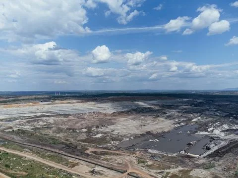 Kolubara pit on coal mining by the open way. Lazarevac, Serbia Stock Photos