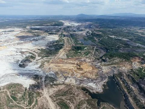Kolubara pit on coal mining by the open way. Lazarevac, Serbia Stock Photos