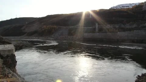 Kolyma hydroelectric Stock Footage 12439765