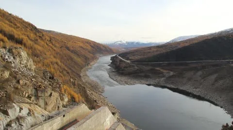 Kolyma hydroelectric Stock Footage 12439884