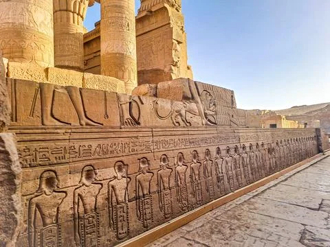 Kom Ombo, Views of the Kom Ombo Temple along the Nile River in Egypt, Africa. Stock Photos
