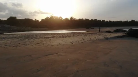 Komari Drone Alongside the beach and into the waters 6 Stock Footage 128656052