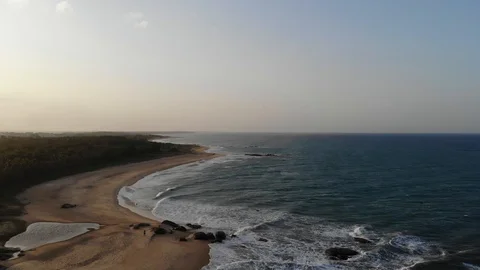 Komari Drone Alongside the beach and into the waters 4 Stock Footage 128656124