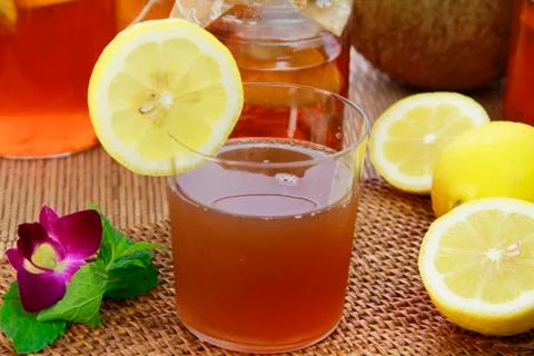 Kombucha with lemons Stock Photos