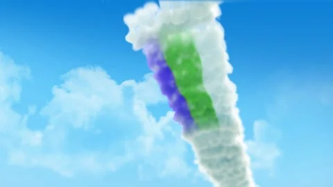 Komi Flag 3D Render Animation Created with Colored Smoke Trails by Aircraft 動画素材 332308158