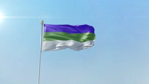 Komi Flag With Clear Sky  Video stock 139740240