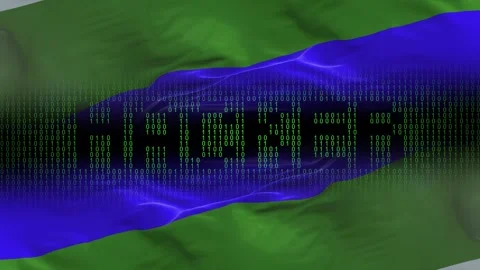 Komi flag - Waving flag on matrix binary code background Stock Footage 321420202
