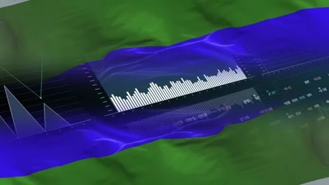 Komi flag - Waving flag on report analytics data Stock Footage 293709635