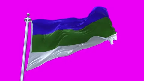 Komi Flag Waving in Loopable and Textured green screen background Video stock 296876843