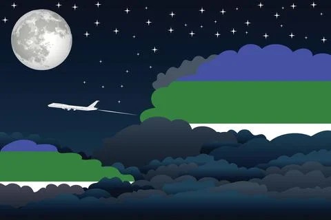 Komi Night Clouds Airplane Vector Illustration Stock Illustration
