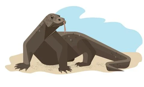 Komodo dragon on the beach Stock Illustration