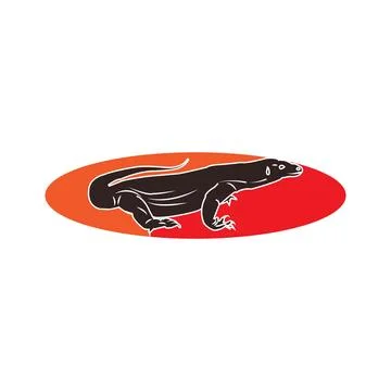 Komodo dragon icon, Stock Illustration