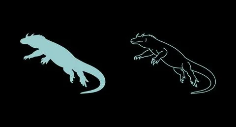 Komodo dragon lizard icon in solid and outline styles with monitor lizard Stock-Illustration