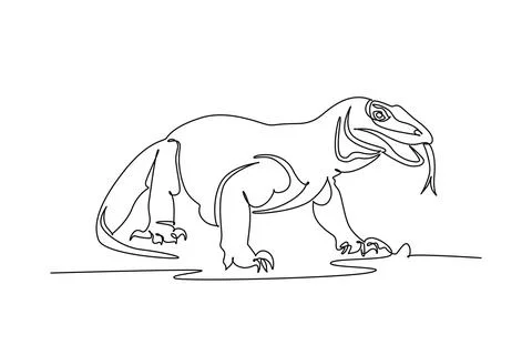 Komodo dragon prowling forward with forked tongue flicking outward Stock Illustration