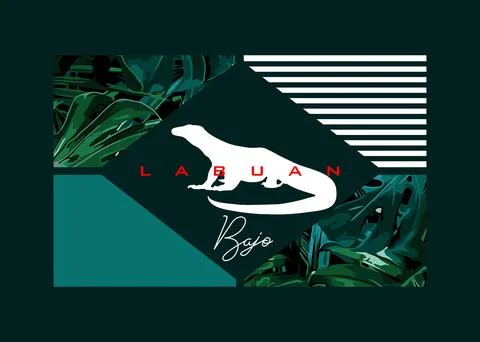 Komodo green leaf background in Labuan Bajo Stock Illustration