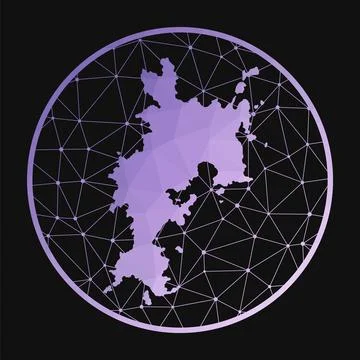 Komodo icon. Vector polygonal map of the island. Komodo icon in geometric s.. Illustrazione stock