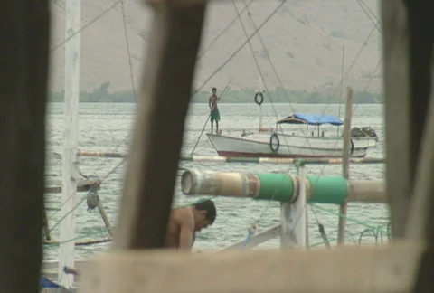 Komodo Island harbor view 2  Stock Footage 664355