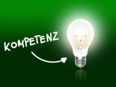 Kompetenz bulb lamp energy light green Stock Illustration