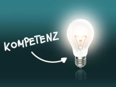Kompetenz bulb lamp energy light turquoise Stock Illustration