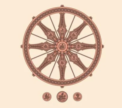Konark Wheel - Sun Temple - Odisha - Icon Stock Illustration