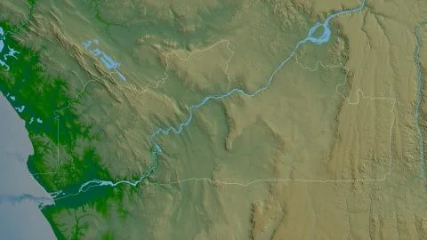 Kongo-Central, Democratic Republic of the Congo - outlined. Physical 스톡 일러스트