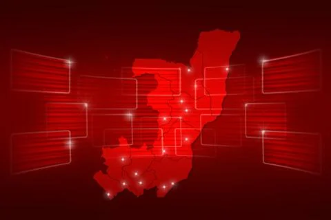 Kongo Map World map News Communication red Stock Illustration