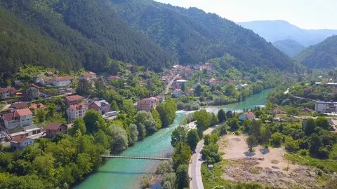 Konjic river flying over03 Stock Footage 102866917