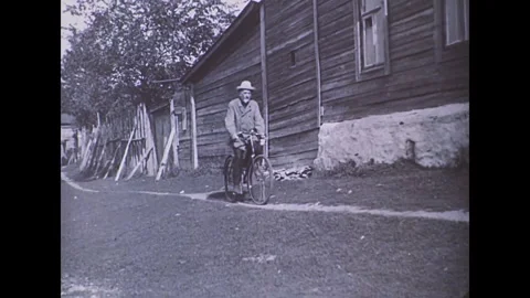 Konstantin Tsiolkovsky on a bicycle Stock-Footage 260929644