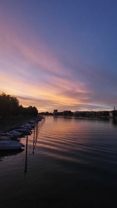 Konstanz and Lake Constance at Dusk Stock Footage 344903452