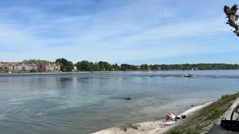 Konstanz, Germany - May 2, 2026: View from a boat on Lake Constance Stock Footage 334796727