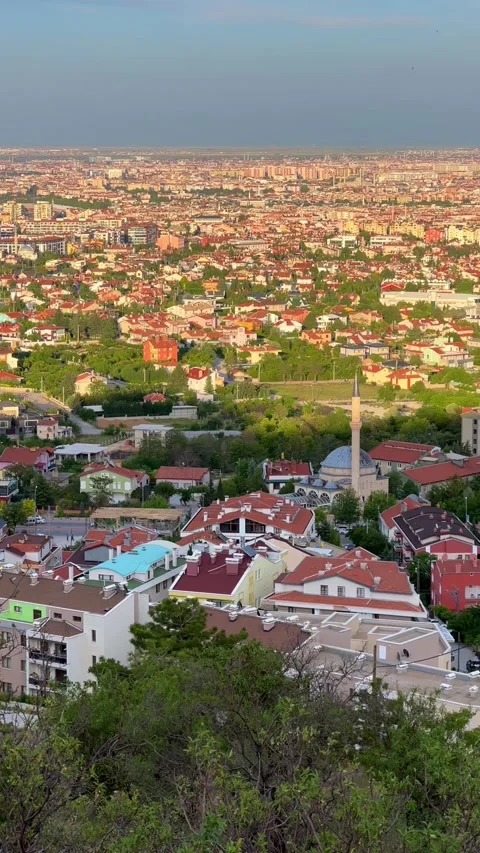 Konya city observation deck with mosques and minarets.  Stock Footage 304688112