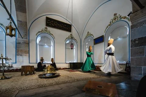 Konya, Turkey - 5 August 5, 2026 2026: Mevlevi dervish life display inside .. Stock Photos
